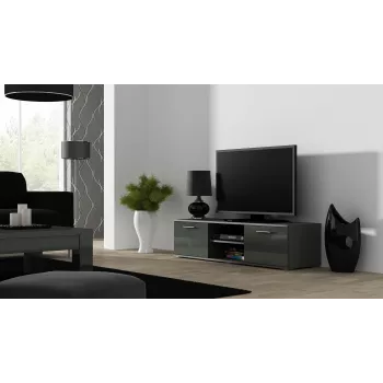 Mobile TV Cama Meble SOHO 140 — 1400×430×370 mm, piano superiore grigio (truciolare), struttura grigia