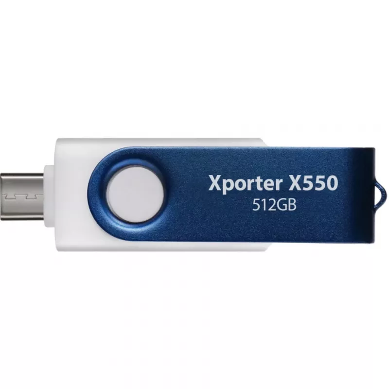 Xporter X550 512GB, unità flash USB blu/bianco, USB-A e USB-C 3.2 Gen 1