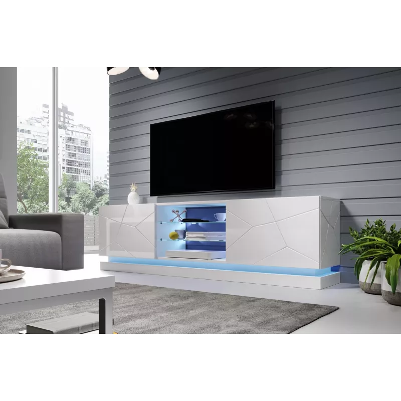 Mobile TV Cama QIU 200 MDF bianco lucido/bianco lucido