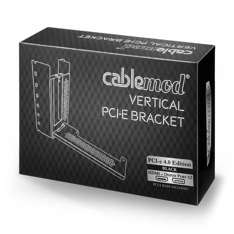 CableMod staffa PCI-e verticale, PCI-e 4.0 Edition, HDMI + DisplayPort, nera
