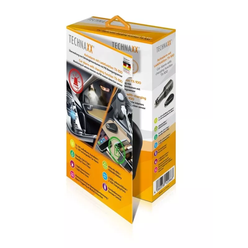 Caricabatterie universale per dispositivi mobili Technaxx 4743 nero accendisigari auto