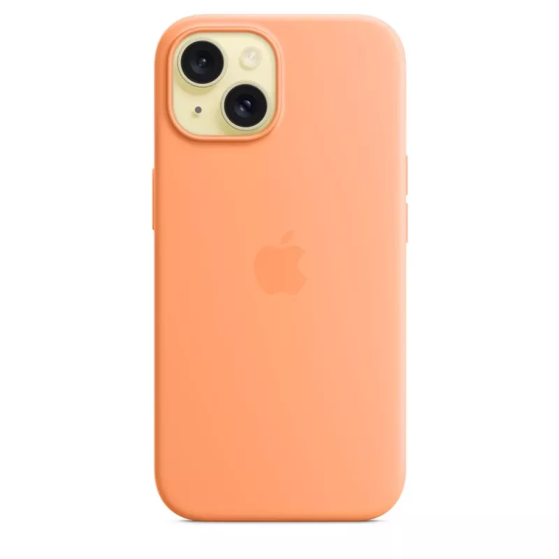 Apple iPhone 15 Custodia in silicone compatibile MagSafe – Orange Sorbet