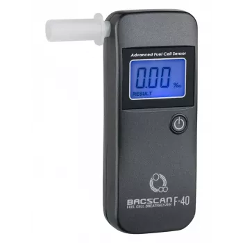 Etilometro BACscan F-40, senza contatto, BAC 0–4%, precisione 1%, tempo di riscaldamento 20s, LCD, batteria AAA×2