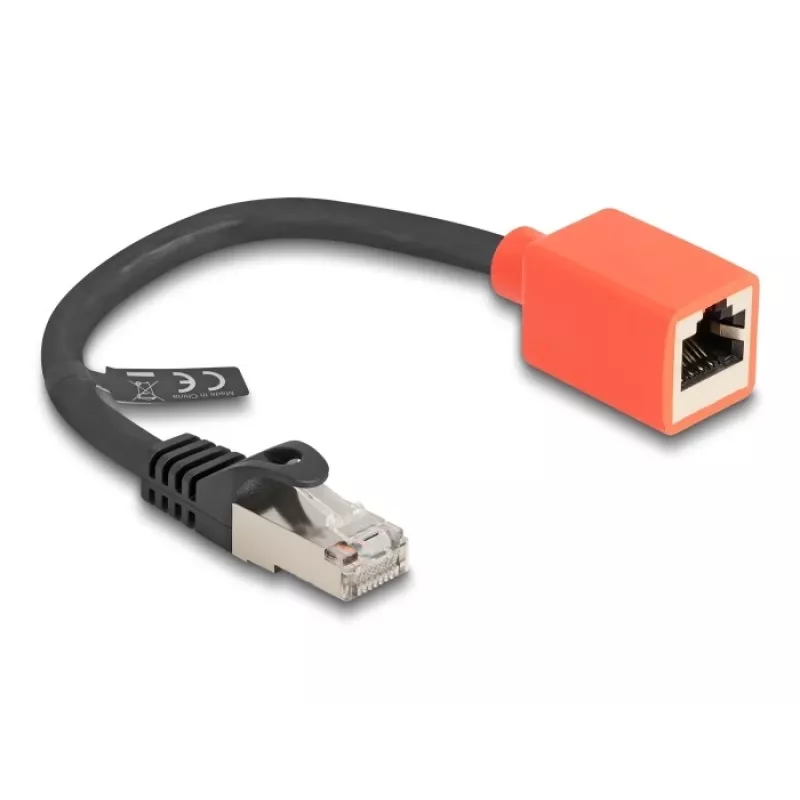 Cavo di rete DeLOCK adattatore protezione dispositivo RJ45 Cat.6A S/FTP 20 cm nero rosso