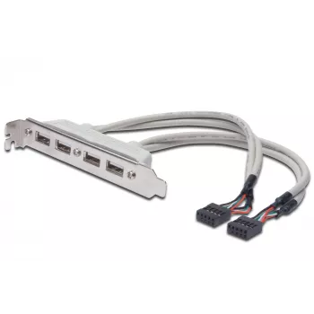 Cavo con staffa slot USB 2.0 HighSpeed Type 2xIDC (5pin)/4xUSB A M/F grigio 0,25 m