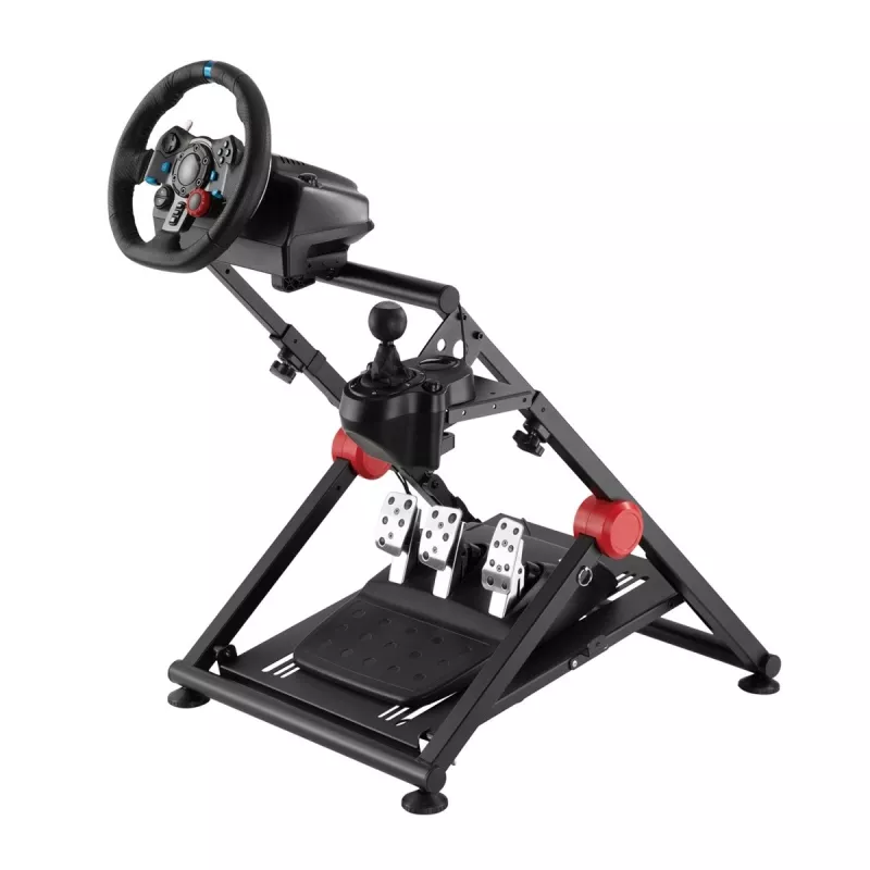 NanoRS RS155 Supporto pieghevole in acciaio per volante da gaming con supporto pedali regolabile antiscivolo