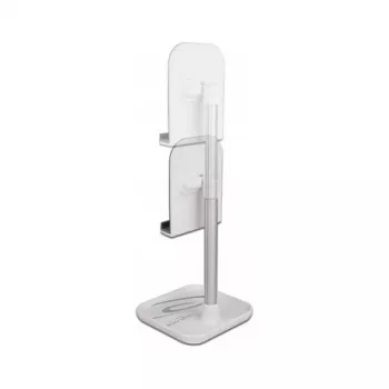 Supporto telescopico per smartphone e tablet DeLOCK con ripiano, argento/bianco