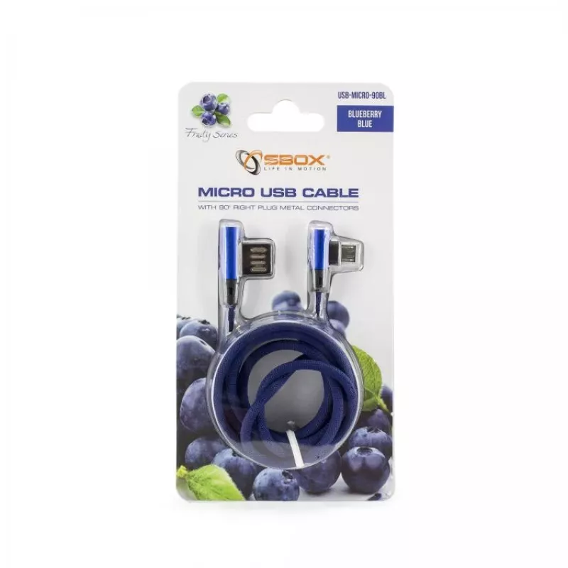 Sbox USB->Micro USB 90 M/M 1.5m USB-MICRO-90BL blueberry blu