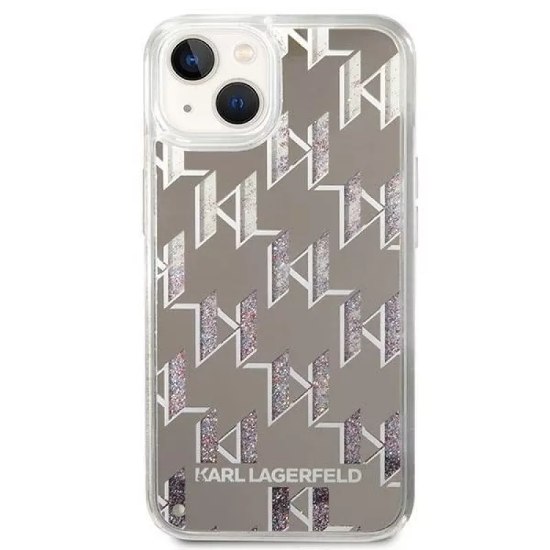 Karl Lagerfeld KLHCP14MLMNMS iPhone 14 Plus 6.7 custodia rigida argento / argento Liquid Glitter Monogram