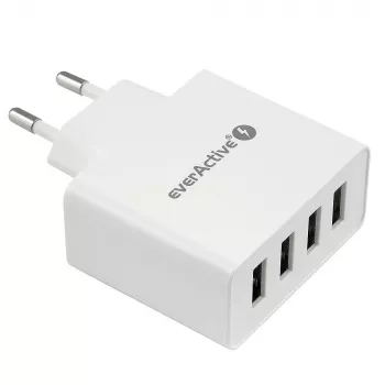 everActive Caricabatterie telefono SC400 con 4x porte USB, 5A uscita totale, bianco