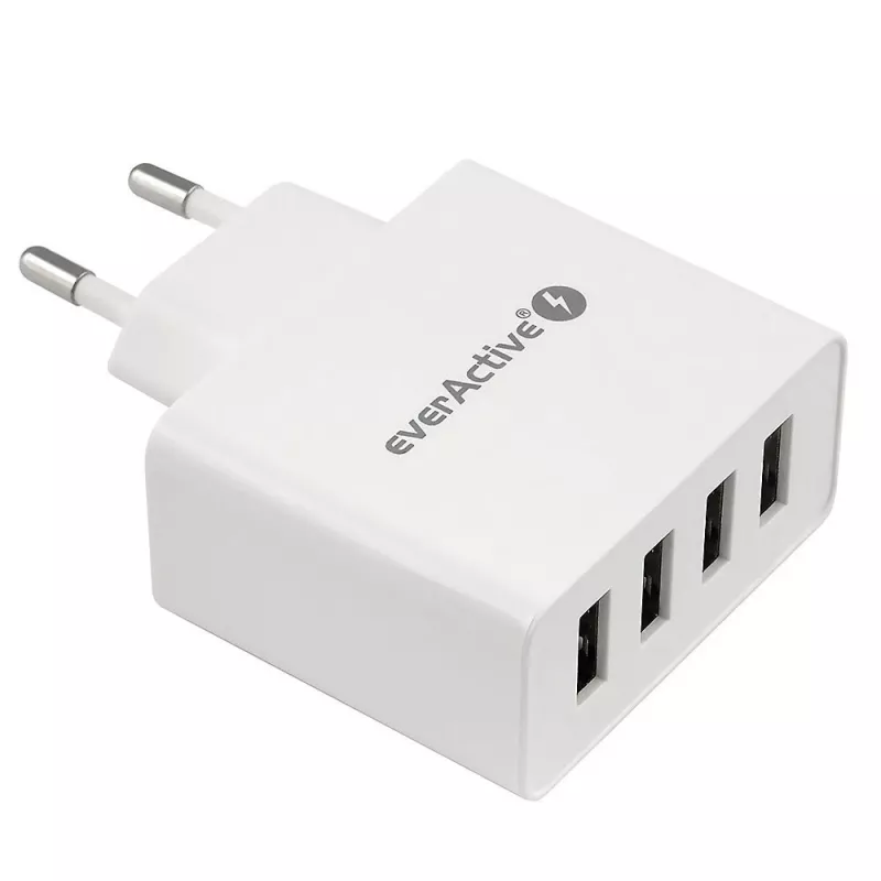 everActive Caricabatterie telefono SC400 con 4x porte USB, 5A uscita totale, bianco
