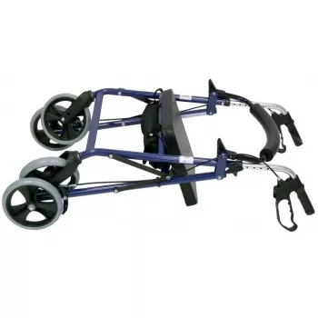 Rollator a quattro ruote con seduta, blu/nero