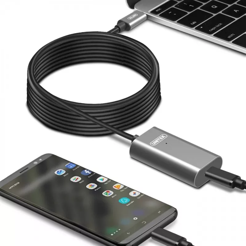 Cavo USB UNITEK U305A 5 m USB 3.2 Gen 1 USB C grigio