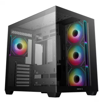 Case PC DeepCool CG530 4F Midi Tower nero — vetro temperato, ATX/ITX/Micro ATX, 3 ventole 120mm, USB-C