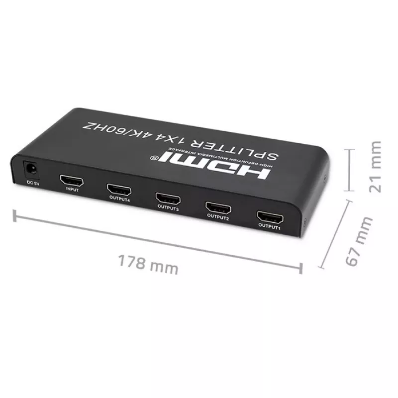 Qoltec 51799 Splitter HDMI attivo 4 x HDMI 4K x 2K | 6 Gb/s | 60 Hz
