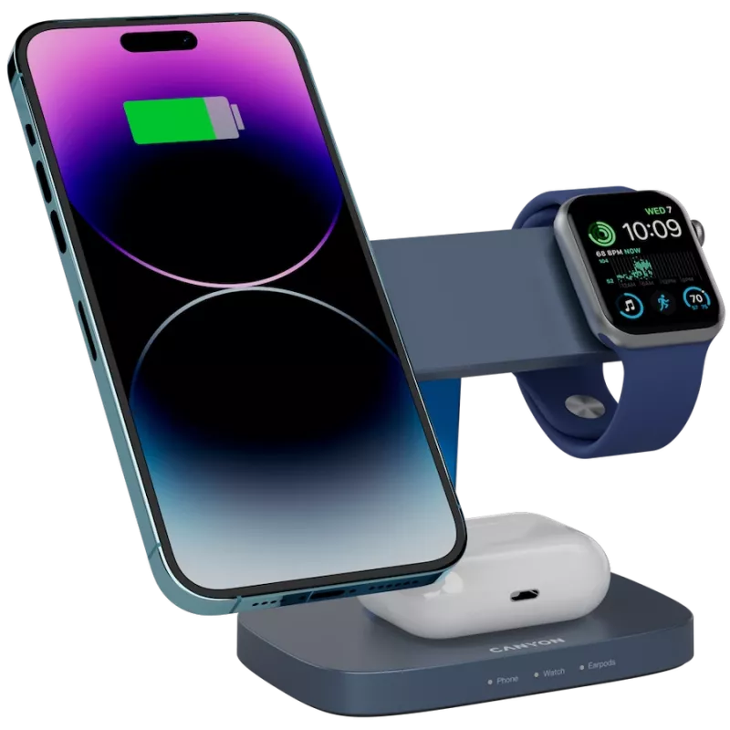 Stazione di ricarica wireless CANYON WCS-310 Canyon grigio scuro – caricabatterie verticale compatibile Qi
