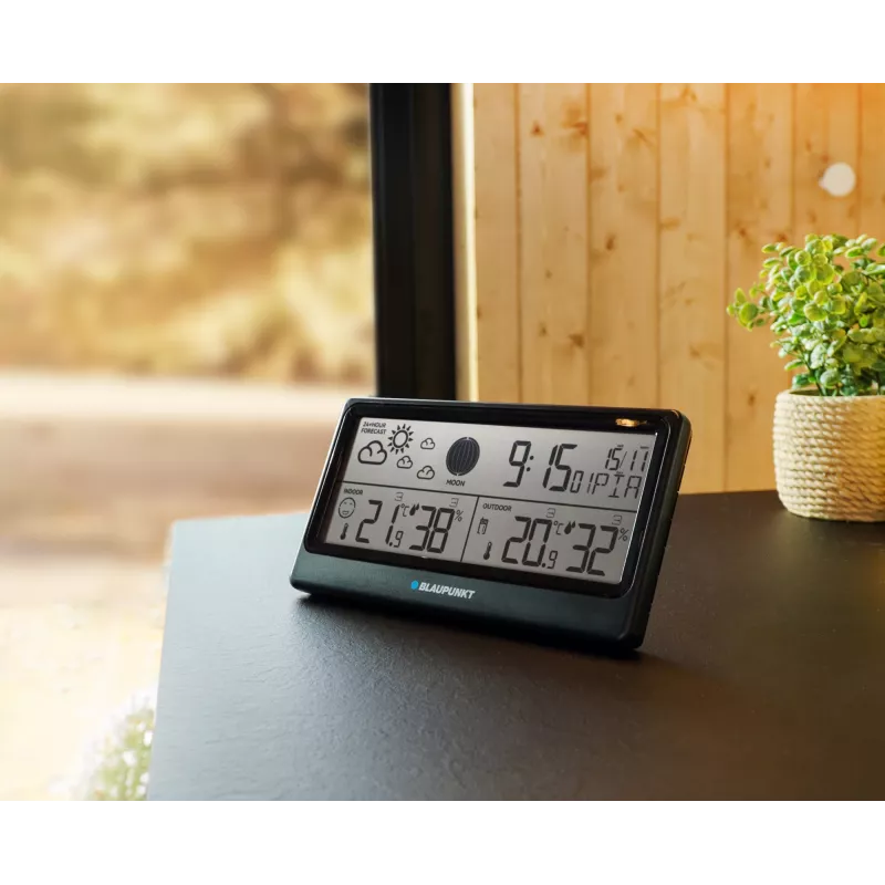 Stazione meteo BLAUPUNKT WS20BK — display per temperatura e umidità interna/esterna, nero, 1 sensore, LCD, a batteria