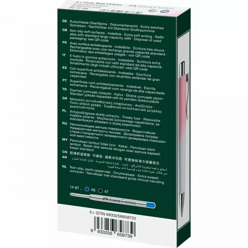 Penna a sfera con clip e pulsante Faber-Castell 241108 blu rosa bianco