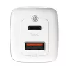 Caricabatterie Baseus CCGAN2L-B02 da interno AC ricarica rapida 20V 1xUSB 1xType-C bianco