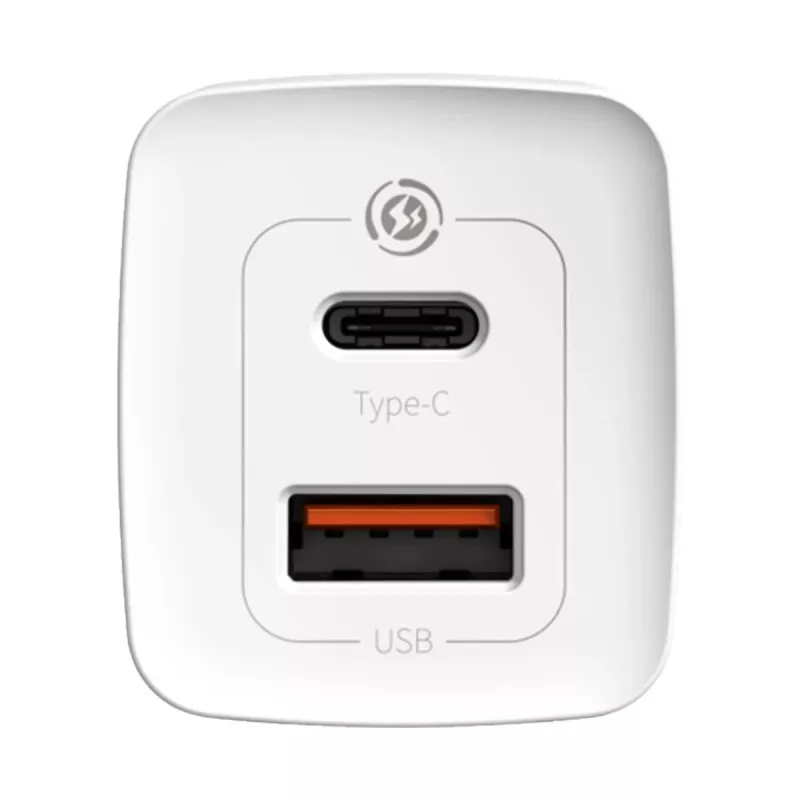 Caricabatterie Baseus CCGAN2L-B02 da interno AC ricarica rapida 20V 1xUSB 1xType-C bianco