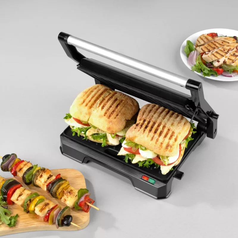Grill elettrico 2 in 1 per la salute Progress EK5854PVDE con piastre antiaderenti e temperatura regolabile