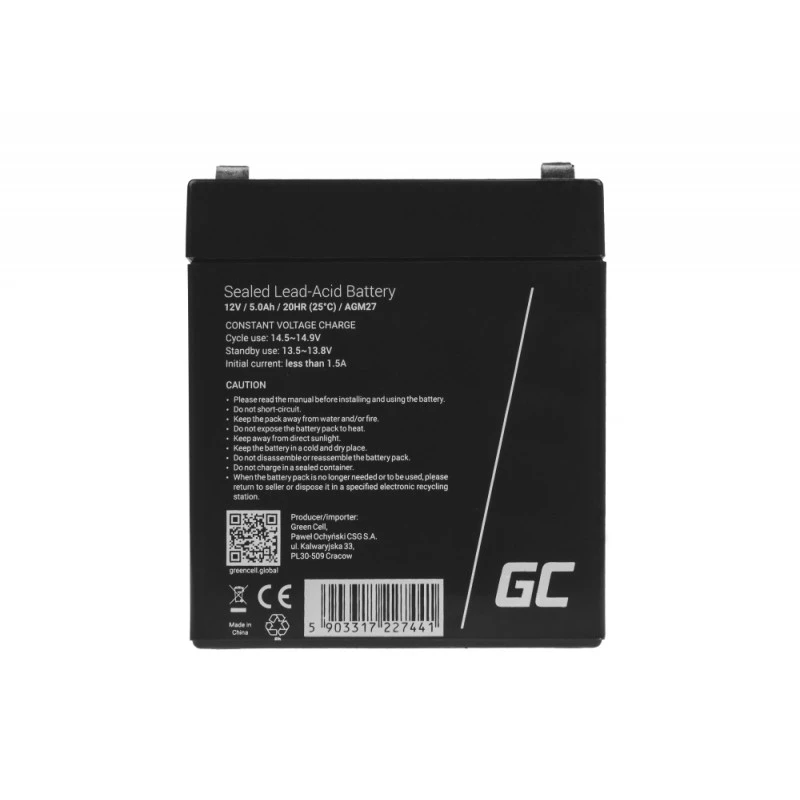 Green Cell AGM27 batteria UPS piombo-acido (VRLA) 12 V 5 Ah
