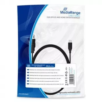 Cavo di ricarica e sincronizzazione MediaRange MRCS184 USB 2.0 a Micro-USB 2.0 connettore maschio B 1,8 m nero