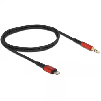 Delock - cavo Lightning a jack cuffie - Lightning maschio a mini-phone stereo 3,5 mm maschio - 50cm - nero, rosso (86586)
