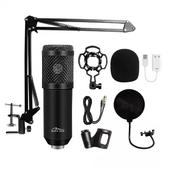 Microfono PC con filo MEDIA-TECH MT397K con ingresso XLR, supporto da tavolo, cavo 2,4 m, 20–20000 Hz, sensibilità -32 dB