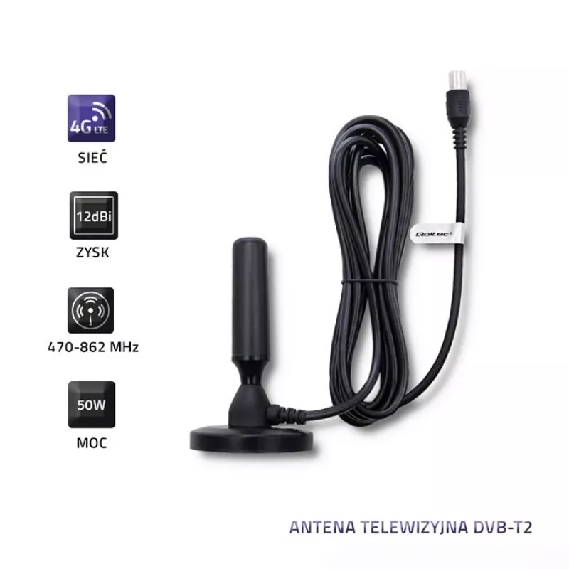 Antenna TV interna QOLTEC 57016 DVB-T2 – design compatto per la ricezione digitale terrestre