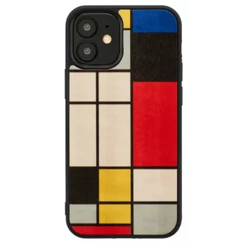 Custodia per cellulare Man and Wood per iPhone 12 mini — retro in legno, cornice nera
