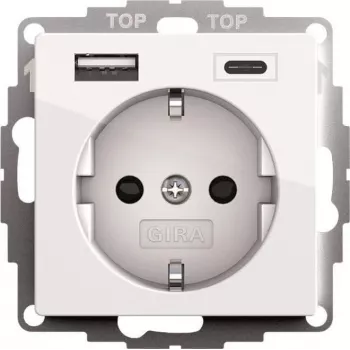 Gira Presa SCHUKO USB, 2 posti, bianco puro, modello 245903