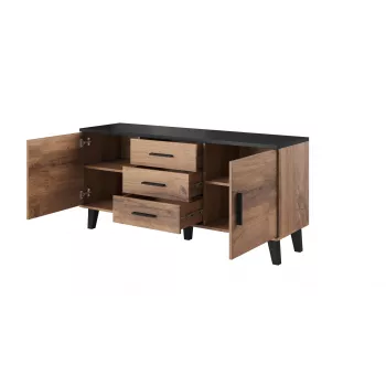 Cama sideboard LOTTA 150 2D3S rovere wotan + nero opaco