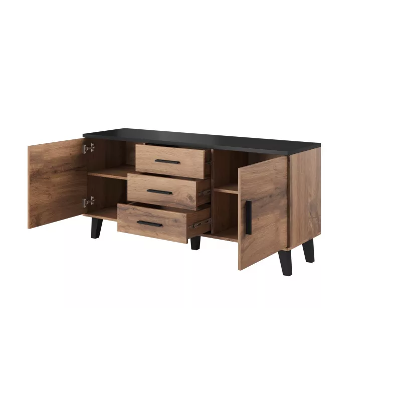 Cama sideboard LOTTA 150 2D3S rovere wotan + nero opaco