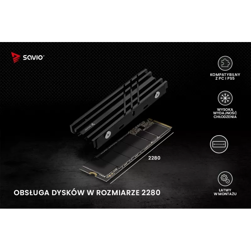 SAVIO AK-60 dissipatore per unità M.2 NVMe 2280, nero