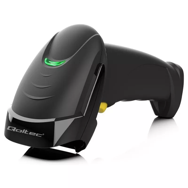 Qoltec 50853 lettore laser di codici a barre portatile 1D/2D, USB cablato, cavo da 1,65 m, 97x65x167 mm, 105 g, nero