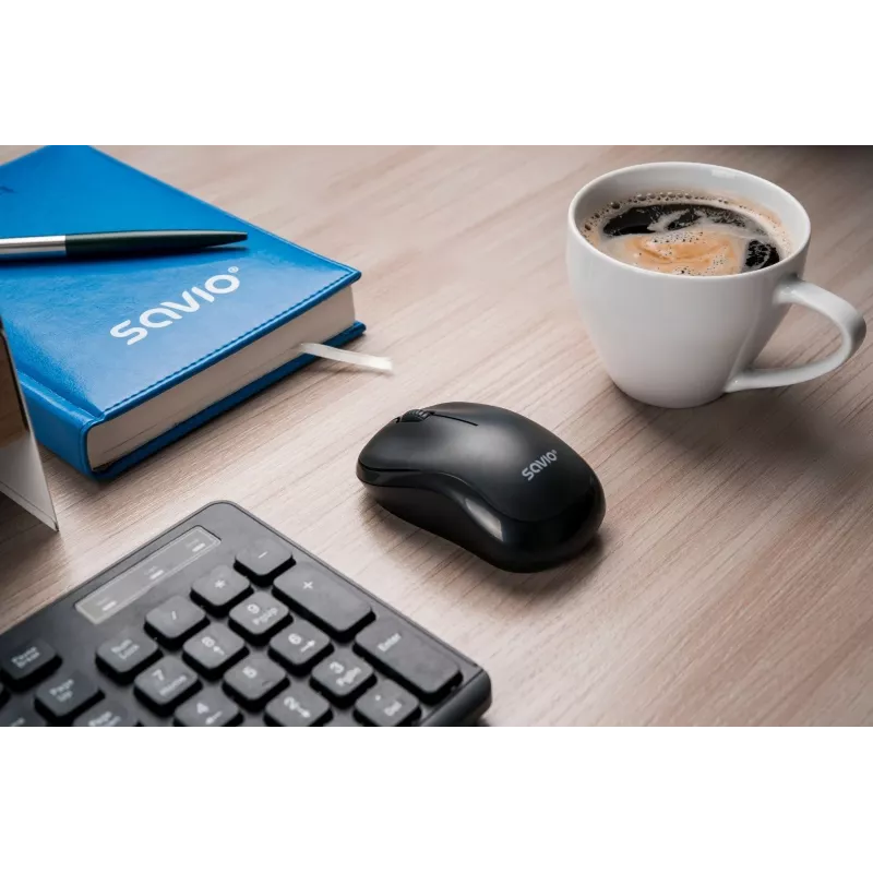 Savio MB-03 mouse ottico wireless, ricevitore USB 2,4 GHz, 1000 DPI, 3 pulsanti, batteria AA, 99x60x39 mm, 51 g, nero