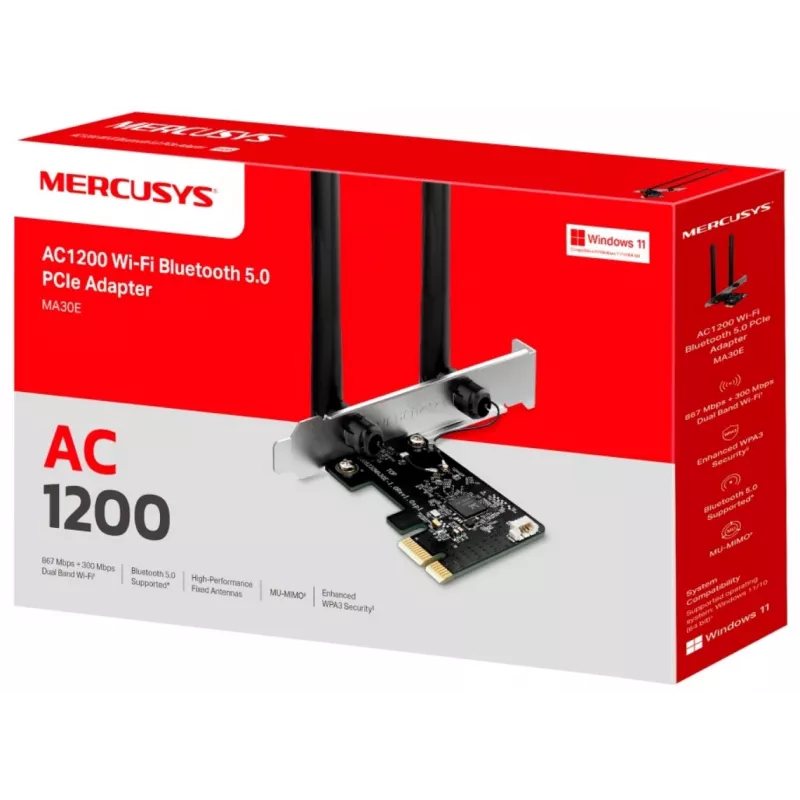 Mercusys AC1200 Wi-Fi Bluetooth adattatore PCIe MA30E dual band