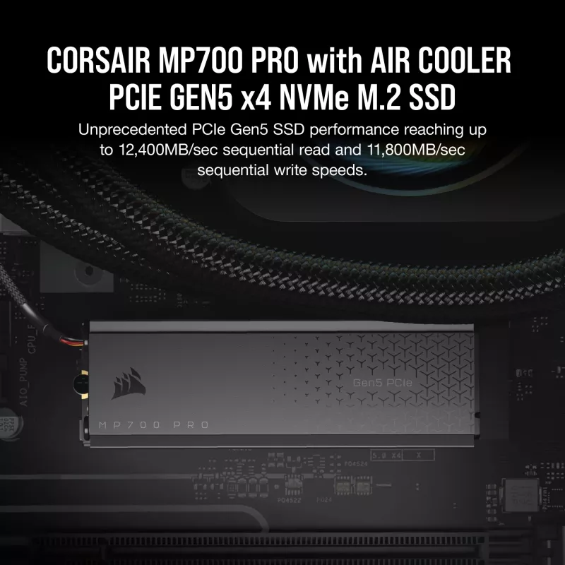 CORSAIR MP700 PRO - SSD - 1TB - interno - M.2 2280 - PCI Express 5,0 x4 (NVMe) - AES a 256 bit (CSSD-F1000GBMP700PRO)