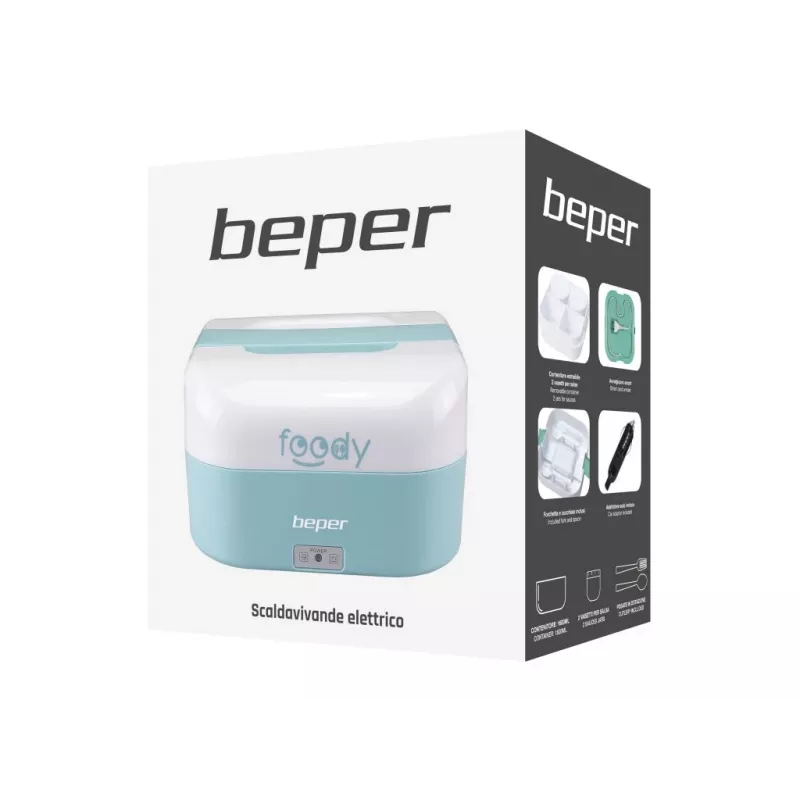 Beper BC.160A scaldavivande elettrico portapranzo con adattatore auto, 50 W