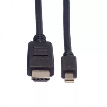 ROLINE - cavo video/audio - DisplayPort / HDMI - 32 AWG - Mini DisplayPort (M) - HDMI, 19 poli (M) - 3 m - schermato - nero (11.04.5792)