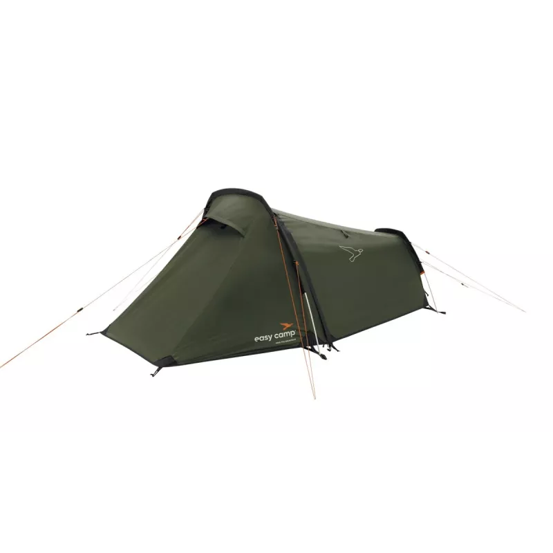 Tenda tunnel easy camp Sarek 1 (verde scuro/arancione, 2025) — design tunnel monoposto