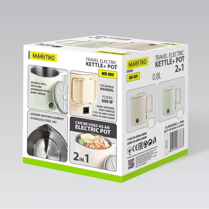 Bollitore elettrico da viaggio Maestro MR-009 0,8 L 600 W menta