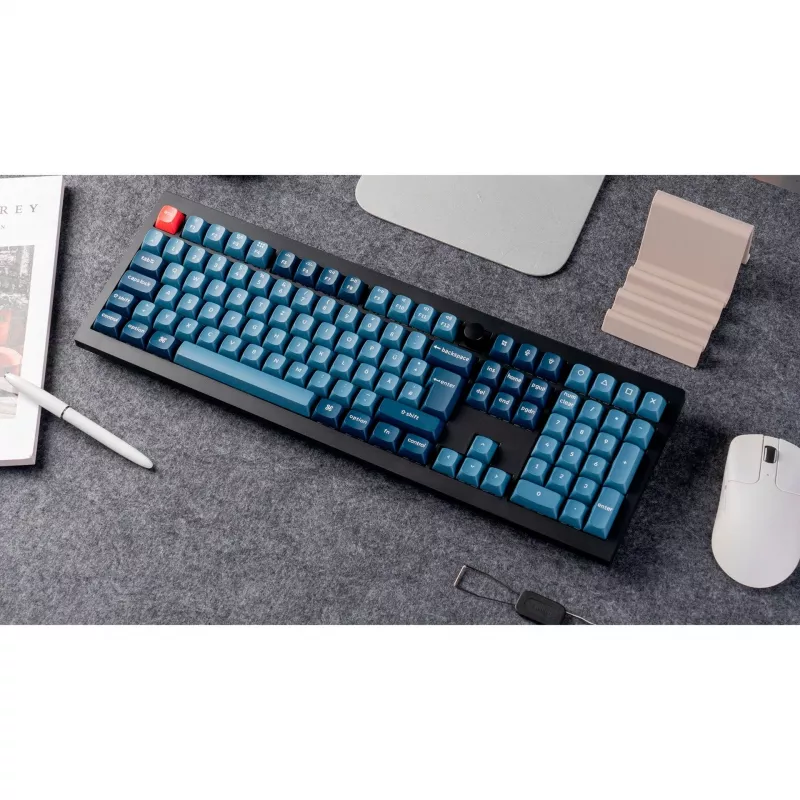 V6 Max, tastiera da gaming nero/blu-grigio, layout DE, Gateron Jupiter Red, Hot-Swap, RGB