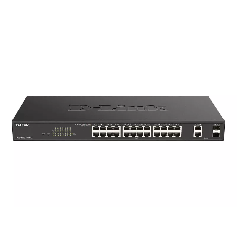Switch di rete D-Link DGS-1100-26MPV2/E Managed L2 Gigabit Ethernet (10/100/1000) Power over Ethernet (PoE) nero