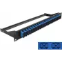 Patch panel DELOCK 43392 1U per fibra ottica SC, montaggio rack, 482,6 × 43,6 × 150 mm, nero/blu