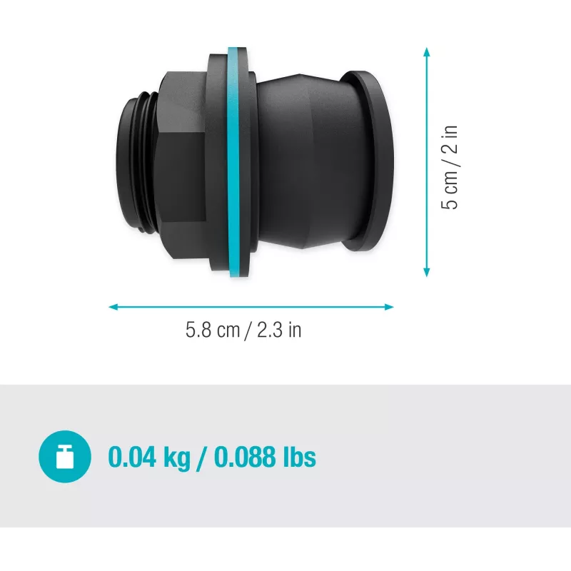 Connettore per serbatoio Push IN, G 1 e G 3/4 (nero, per spessori di parete da 2-10 mm)