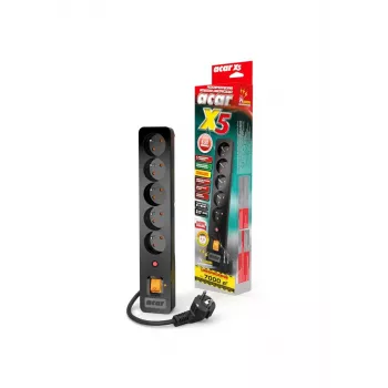 Acar X5/1,5 ciabatta 5 prese con protezione da sovratensione 1,5 M Acar X5-Black