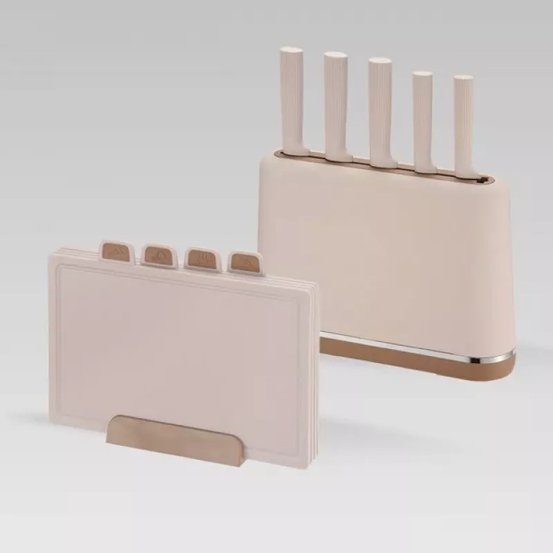 Maestro MR-1412-BEIGE set di coltelli con ceppo + set di taglieri beige