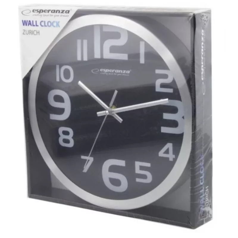 Orologio da parete Esperanza EHC013K - Zurich - nero orologio al quarzo ovale nero, bianco